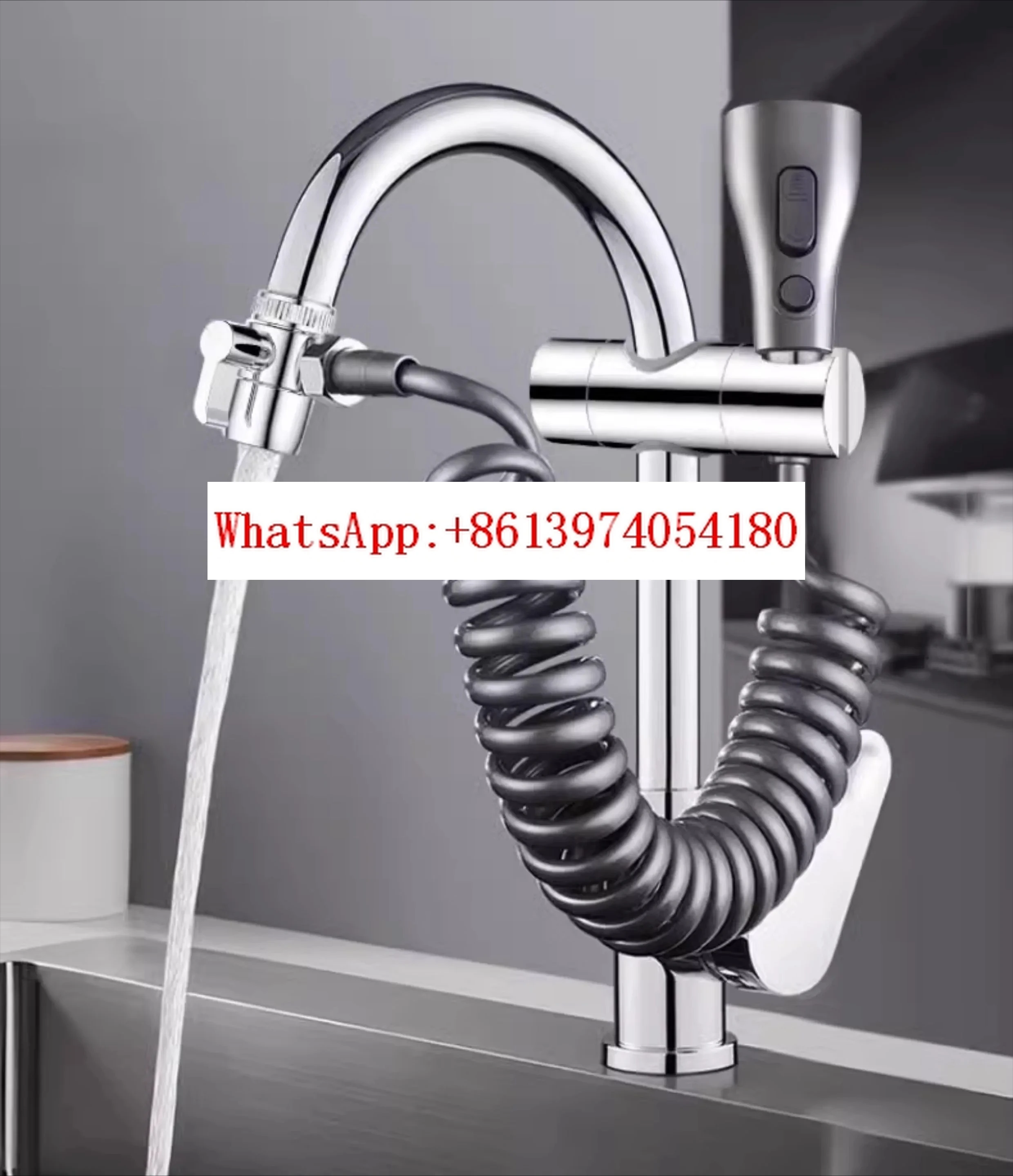 Kitchen faucet extension, retractable and pull-out washbasin, external shower head, splash proof universal 
Kitchen faucet extension, retractable and pull-out washbasin, external shower head, splash proof universal