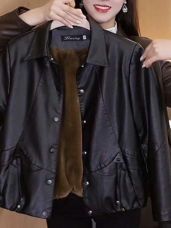 Faionable ort Leather Jaet for Women Casual Loose Sli Autumn New Arrival Ladies Small Size Fce Lined Coat
Faionable ort Leather Jaet for Women Casual Loose Sli Autumn New Arrival Ladies Small Size Fce Lined Coat