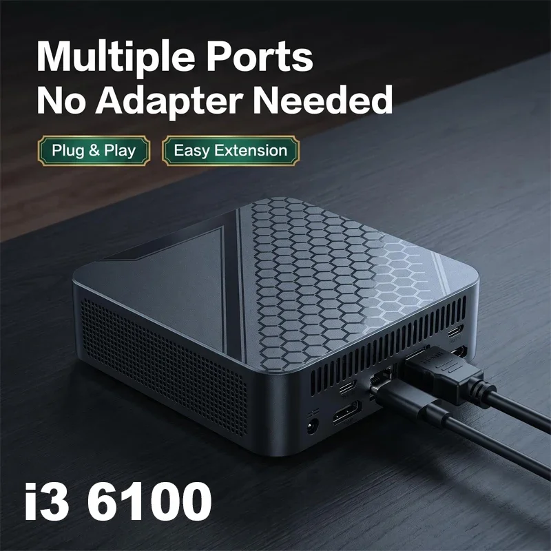 Mini PC Intel Core i3 6100 Type-C Hexagon Texture Small Form Factor Mini Desktop Computer For Gaming Office Home Business
Mini PC Intel Core i3 6100 Type-C Hexagon Texture Small Form Factor Mini Desktop Computer For Gaming Office Home Business