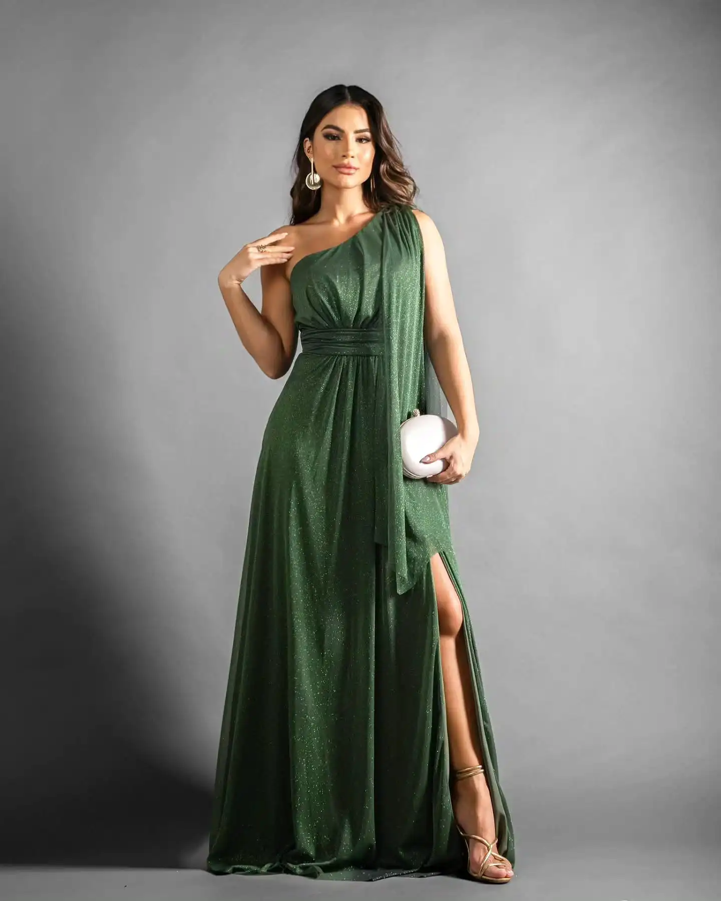 Customized Temperament One Shoulder Sequined Evening Dresses Exquisite Pleats Green Front Slit Vestido De Festa Vestid
Customized Temperament One Shoulder Sequined Evening Dresses Exquisite Pleats Green Front Slit Vestido De Festa Vestid