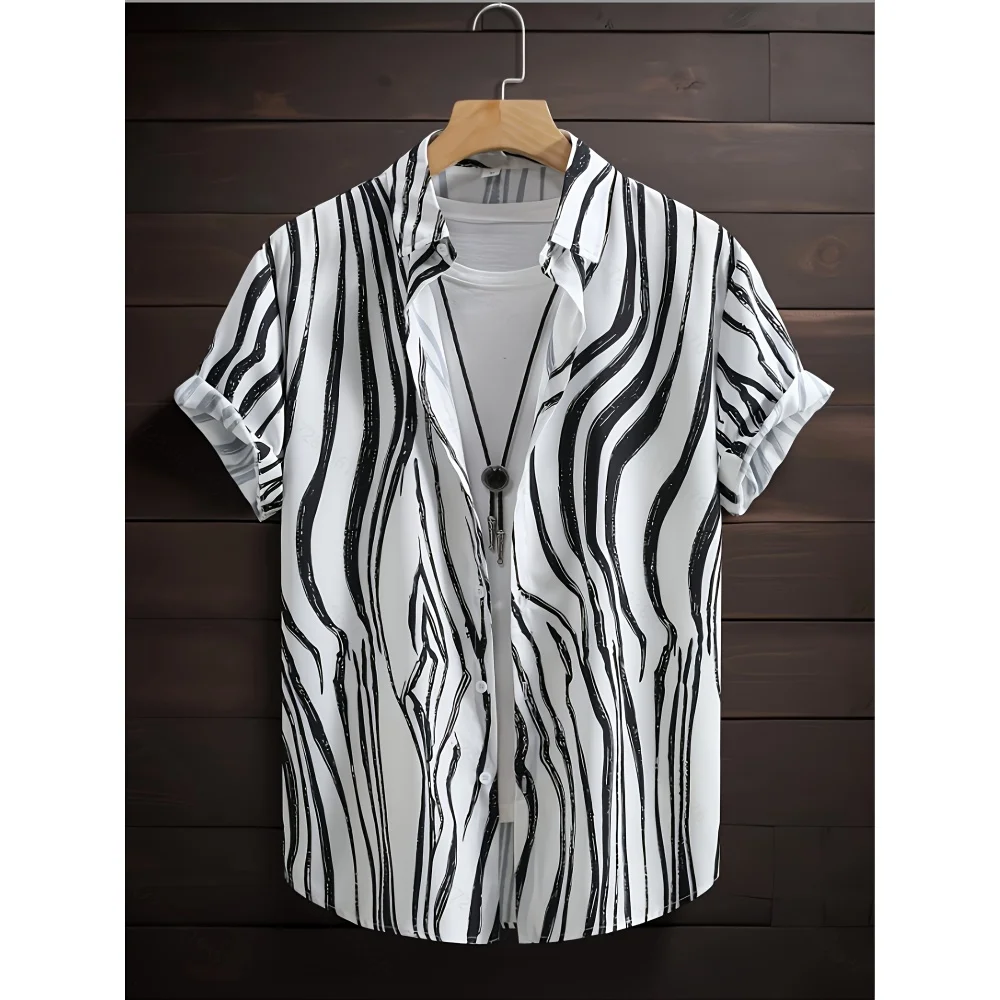 Summer Fashion 3D Print Black White Striped Print Men's Shirts Graphics Button Short Sleeve Streetwear Hawaiian Shirts for Men
Summer Fashion 3D Print Black White Striped Print Men's Shirts Graphics Button Short Sleeve Streetwear Hawaiian Shirts for Men