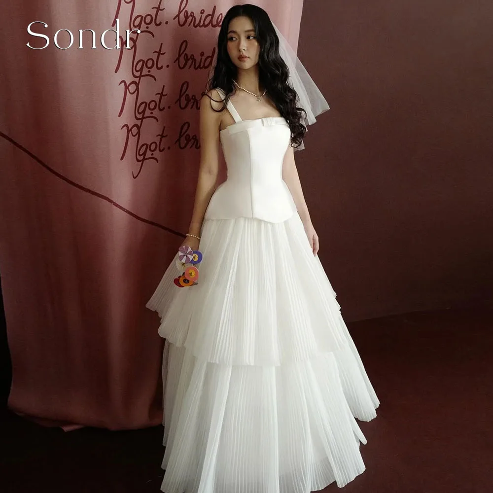 Sondr Customized Korean Wedding Dresses Floor Length A Line Satin and Tulle Bride Gowns Sleeveless Wedding
Sondr Customized Korean Wedding Dresses Floor Length A Line Satin and Tulle Bride Gowns Sleeveless Wedding