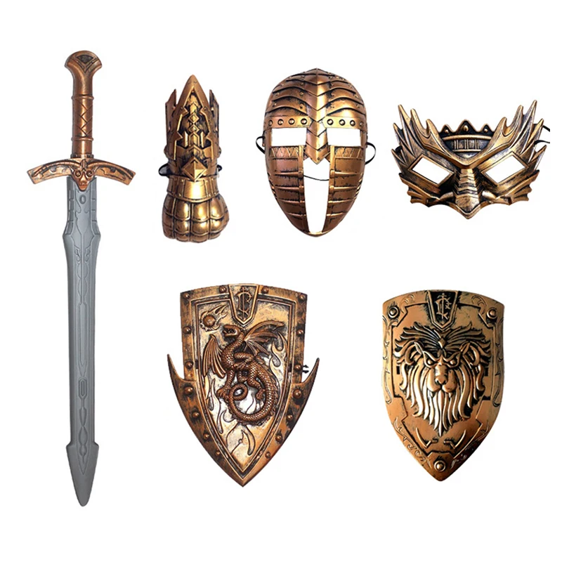 Kids Ancient Rome Bronze Pirate Weapons Retro Erope Shields Headgears Medieval Eye-Masks Knight Handguards Helmets Vintage Sword
Kids Ancient Rome Bronze Pirate Weapons Retro Erope Shields Headgears Medieval Eye-Masks Knight Handguards Helmets Vintage Sword
