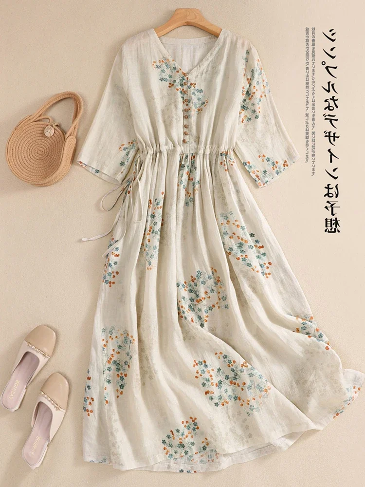 Dress Women Long Print Elegant Clothing Vintage Elastic Waist Korean Casual Beach Style V-Neck Fashion Robe Vestidos De Mujer
Dress Women Long Print Elegant Clothing Vintage Elastic Waist Korean Casual Beach Style V-Neck Fashion Robe Vestidos De Mujer