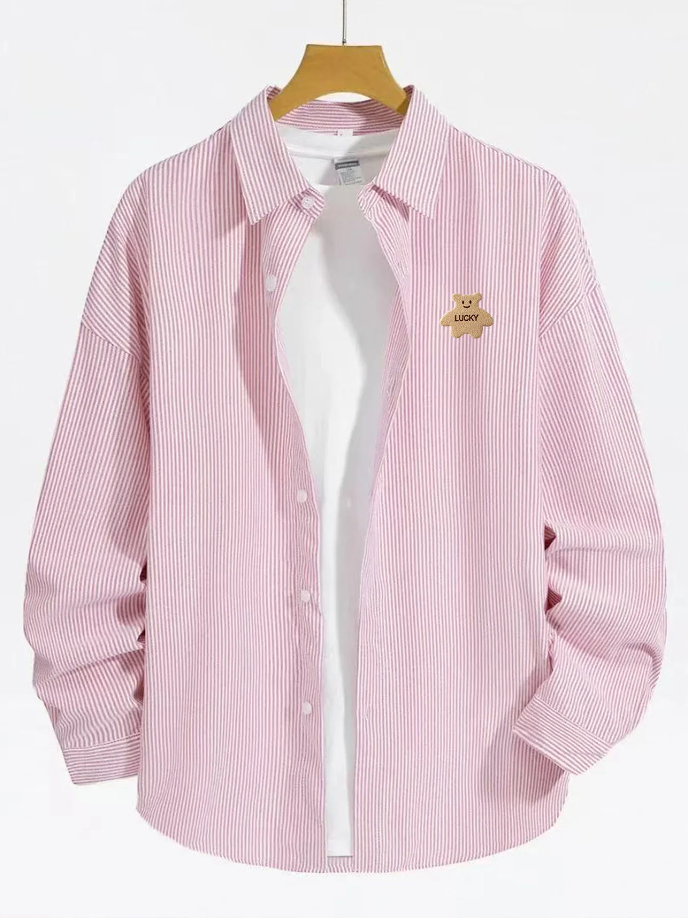 Spring and Autumn Trendy Men's Cartoon Fun Lucky Bear Icon Thin Striped Long Sleeve Casual Versatile Shirt
Spring and Autumn Trendy Men's Cartoon Fun Lucky Bear Icon Thin Striped Long Sleeve Casual Versatile Shirt