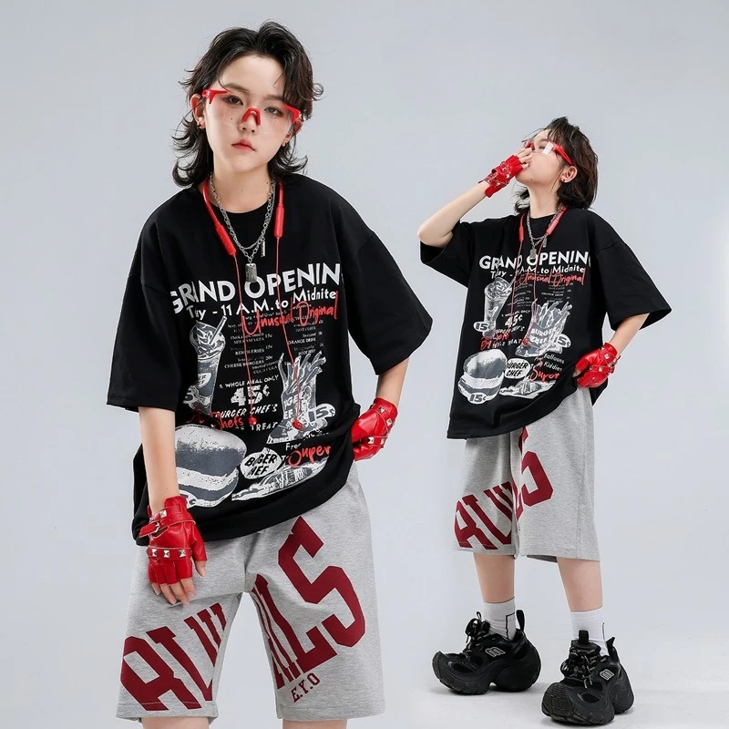 Boys Hip Hop Streetwear Black T Shirt Grey Shorts Clothes Sets Cool Jazz Dancing Costume Group Cheerleading Stage Show Clothes
Boys Hip Hop Streetwear Black T Shirt Grey Shorts Clothes Sets Cool Jazz Dancing Costume Group Cheerleading Stage Show Clothes