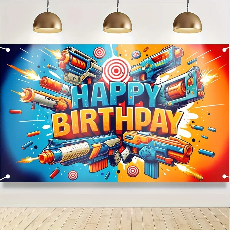 Gun Happy Birthday Backdrop Dart Battle Target Water Gun Backdrop for Boy's Birthday Party Photography Backdrops Banner Decor
Gun Happy Birthday Backdrop Dart Battle Target Water Gun Backdrop for Boy's Birthday Party Photography Backdrops Banner Decor
