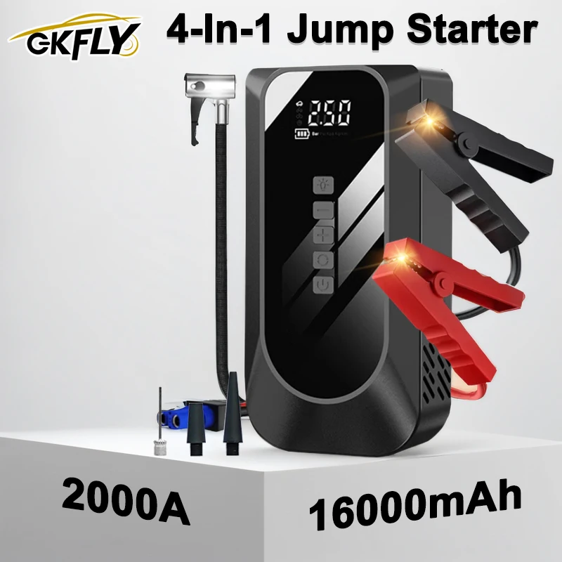 2000A Car Jump Starter Air Pump Multi-Function 4In1 Air Compressor Power Bank Car Battery Starter Starting Auto Tyre Inflator
2000A Car Jump Starter Air Pump Multi-Function 4In1 Air Compressor Power Bank Car Battery Starter Starting Auto Tyre Inflator
