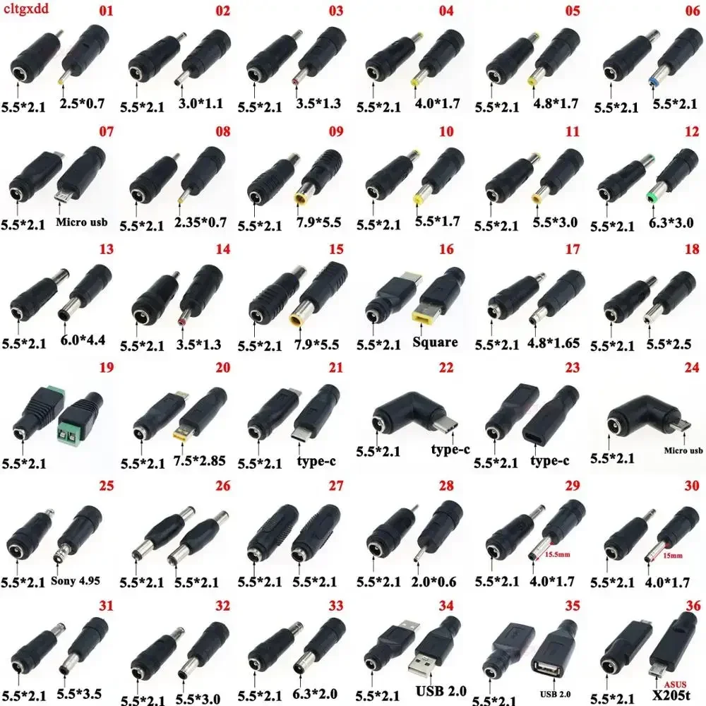 DC Power Male to Female 2.5x0.7 6.5*4.4 4.0X1.7 3.0*1.1 5.5*2.5 Type c Usb to 5.5*2.1 Plug Converter Laptop Adapter Connector
DC Power Male to Female 2.5x0.7 6.5*4.4 4.0X1.7 3.0*1.1 5.5*2.5 Type c Usb to 5.5*2.1 Plug Converter Laptop Adapter Connector