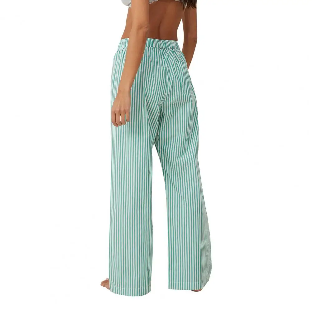Button Label Pants Striped Print Wide Leg Women's Casual Pants with Elastic Waist Pocket Stylish Mid-rise Trousers for Leisure
Button Label Pants Striped Print Wide Leg Women's Casual Pants with Elastic Waist Pocket Stylish Mid-rise Trousers for Leisure