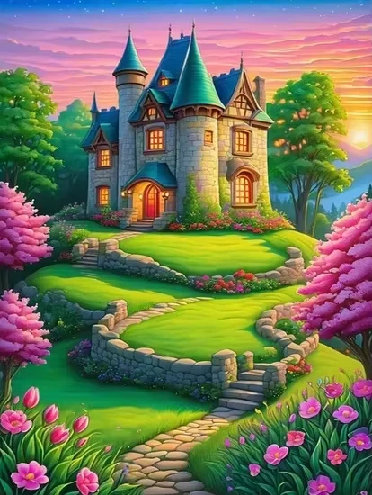 Fairy Tale Magic Castle Jigsaw Puzzle, Dream Pastoral Manor Color Flower Sunset Sky Cartoon For Home Wall Decor
Fairy Tale Magic Castle Jigsaw Puzzle, Dream Pastoral Manor Color Flower Sunset Sky Cartoon For Home Wall Decor