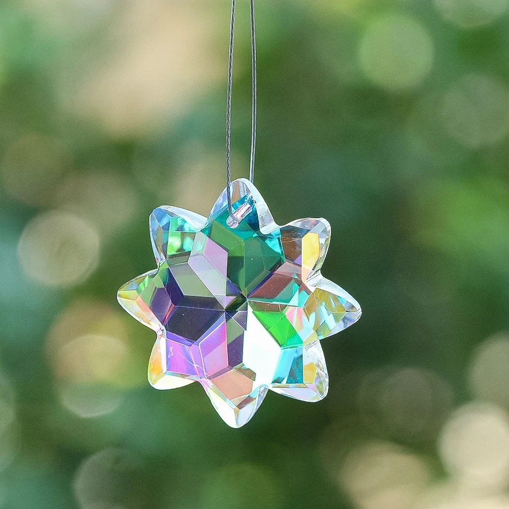 Aurora Snowflake Crystal Pendant Multicolored Hanging Ornament Rainbow Light Reflecting Prism Suncatcher Home Decor Gift
Aurora Snowflake Crystal Pendant Multicolored Hanging Ornament Rainbow Light Reflecting Prism Suncatcher Home Decor Gift
