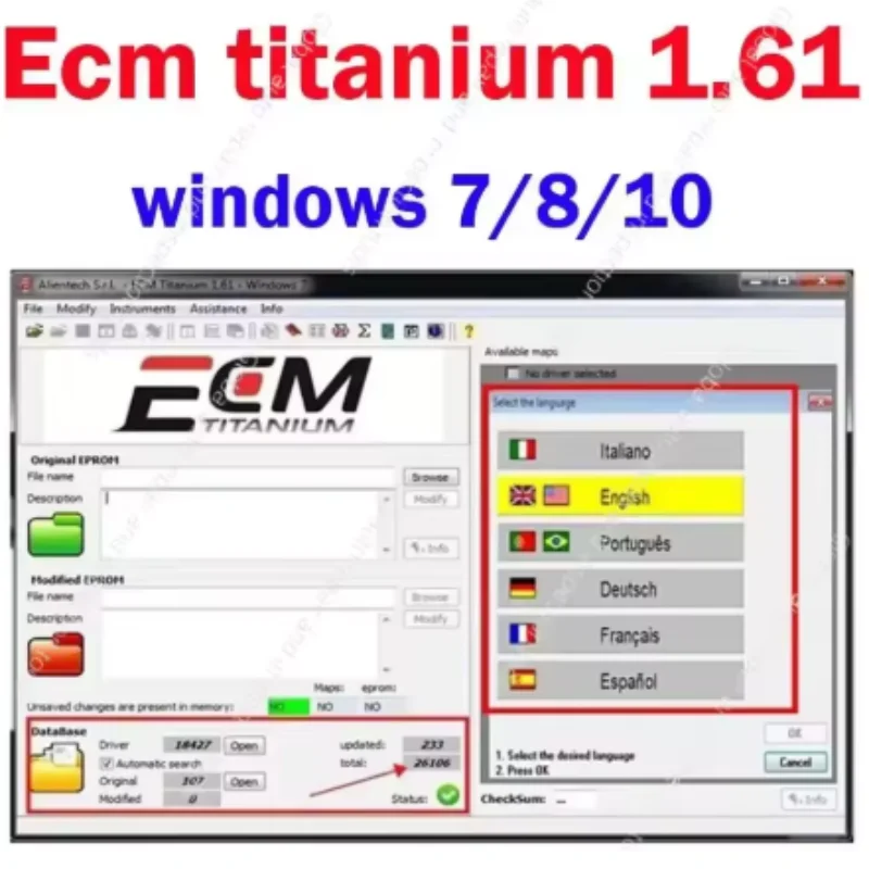 ECM TITANIUM 1.61 с контроллером 26000+ (ECM 18259+) для инструмента ECU. Отправка ссылки для скачивания + видеоинструкция по установке на Windows 10.
ECM TITANIUM 1.61 с контроллером 26000+ (ECM 18259+) для инструмента ECU. Отправка ссылки для скачивания + видеоинструкция по установке на Windows 10.
