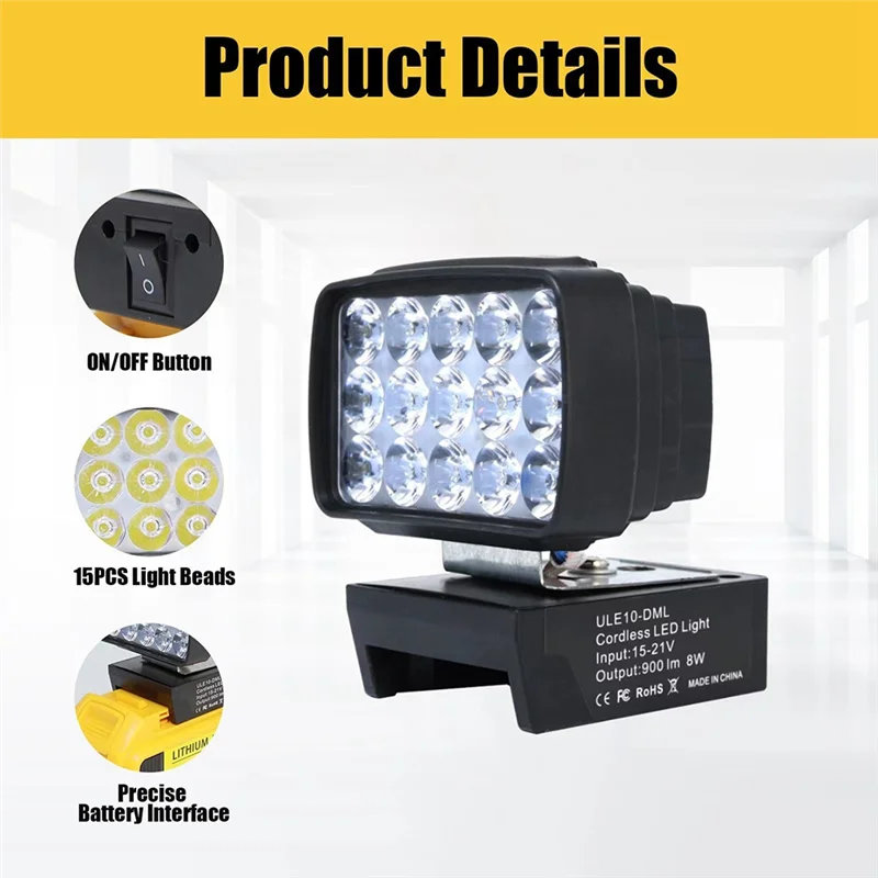 ABVJ-Wireless LED Working Light Handheld White LED Lamp For 18V Battery For Inside And Outdoor
ABVJ-Wireless LED Working Light Handheld White LED Lamp For 18V Battery For Inside And Outdoor