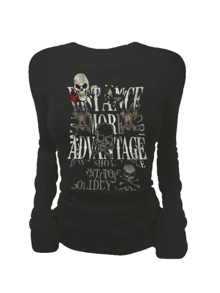 HOUZHOU Vintage Gothic Skulls Print T-shirts Women Harajuku Y2k Black Grunge Graphic Tees Japanese Retro Punk Aesthetic T-shirts
HOUZHOU Vintage Gothic Skulls Print T-shirts Women Harajuku Y2k Black Grunge Graphic Tees Japanese Retro Punk Aesthetic T-shirts