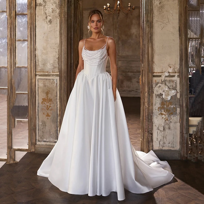 Eightree Princess Wedding Dresses Spaghetti Straps Corset Back Bow Bridal Gowns Sleeveless Satin Vestidos Para Mujer Customized
Eightree Princess Wedding Dresses Spaghetti Straps Corset Back Bow Bridal Gowns Sleeveless Satin Vestidos Para Mujer Customized