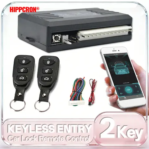HIPPCRON 12V Car Remote Central Kit Door Lock Keyless System Locking Car Alarm System With 2 Remote Key Control APP Control