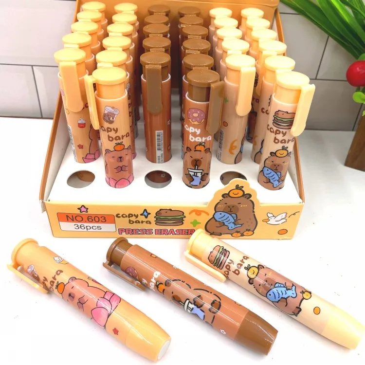 36Pcs Capybara Labubu Kuromi Press the eraser Pens Silicone Kawaii Pens School Office Supplies Stationery Peripheral gift
36Pcs Capybara Labubu Kuromi Press the eraser Pens Silicone Kawaii Pens School Office Supplies Stationery Peripheral gift