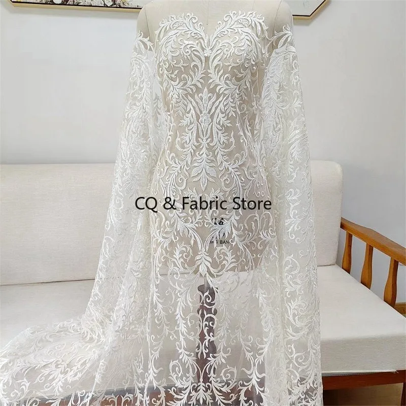 White European Style Mesh Embroidery Lace Fabric for Wedding Dress Cheongsam DIY Bridal Gowns Accessories Designer Fabric
White European Style Mesh Embroidery Lace Fabric for Wedding Dress Cheongsam DIY Bridal Gowns Accessories Designer Fabric