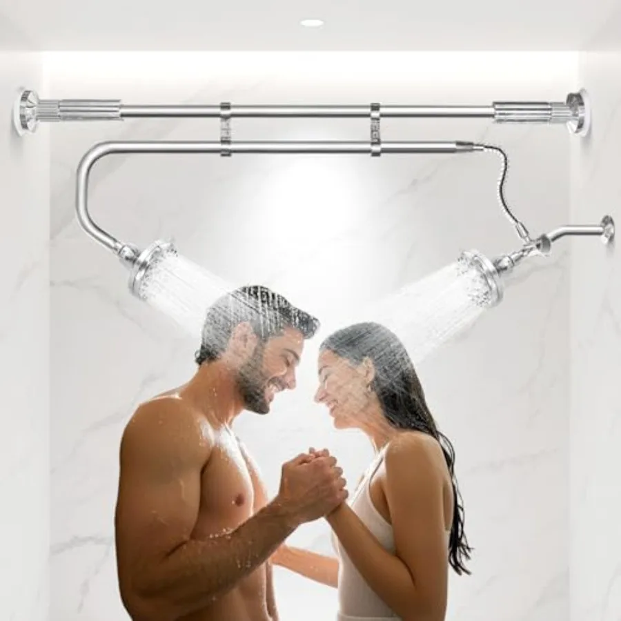 Tandem Shower Heads for Couples, Stainless Steel Silver Dual Shower Head System with High Pressure and Adjustable Settings
Tandem Shower Heads for Couples, Stainless Steel Silver Dual Shower Head System with High Pressure and Adjustable Settings