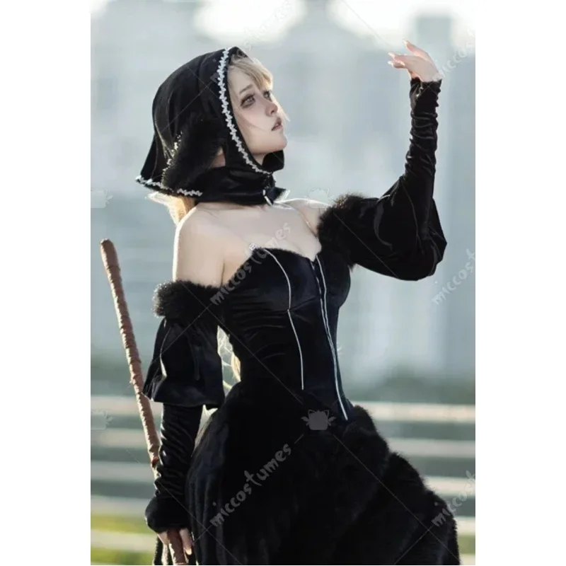 ZA01 Miccosumes женский костюм для косплея Marcille Donato, черное платье, комплект с платком, рукавами и ушкамиZa0@
ZA01 Miccosumes женский костюм для косплея Marcille Donato, черное платье, комплект с платком, рукавами и ушкамиZa0@