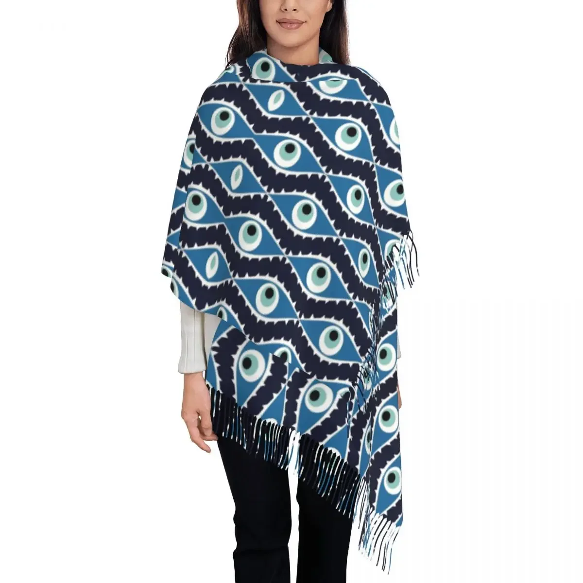 Female Long Turkish Greek Evil Eye Scarves Women Winter Soft Warm Tassel Shawl Wraps Mediterranean Nazar Lucky Charm Scarf
Female Long Turkish Greek Evil Eye Scarves Women Winter Soft Warm Tassel Shawl Wraps Mediterranean Nazar Lucky Charm Scarf