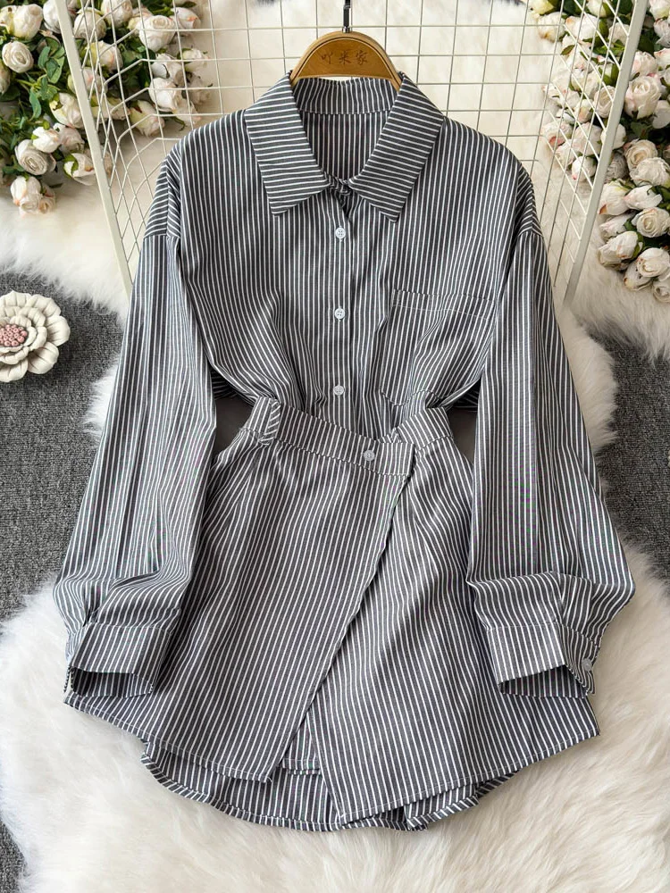 Women Spring Shirt Korean Version Loose Striped Long Sleeved Versatile Professional Design Button Up Temperament Top BL114
Women Spring Shirt Korean Version Loose Striped Long Sleeved Versatile Professional Design Button Up Temperament Top BL114