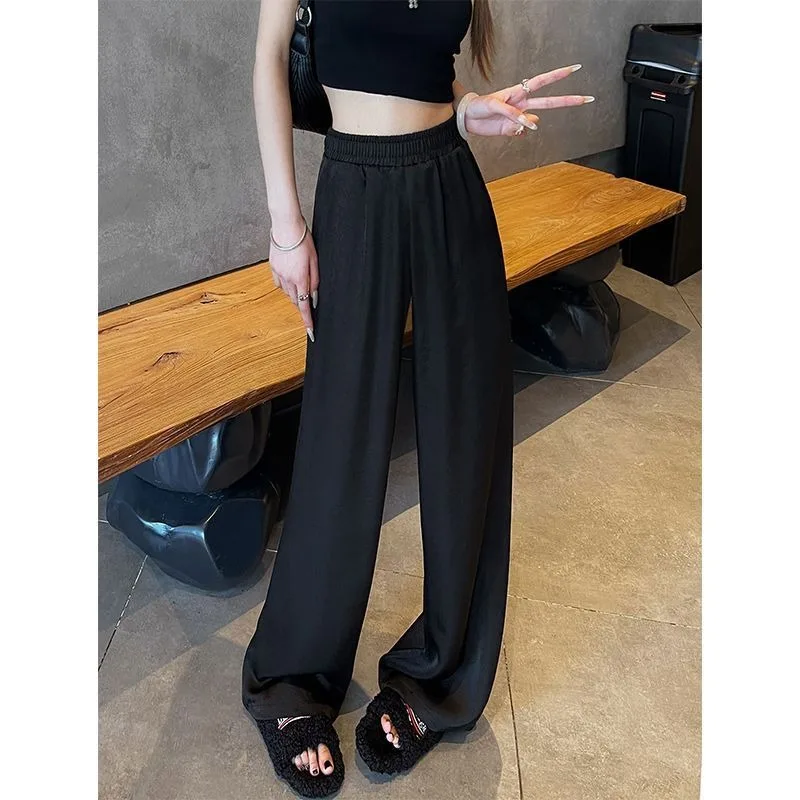 Ice Silk Satin Wide-leg Pants Women Summer Thin Style High Waist with a Draping Effect That Makes You Look Slimmer Sunsc
Ice Silk Satin Wide-leg Pants Women Summer Thin Style High Waist with a Draping Effect That Makes You Look Slimmer Sunsc