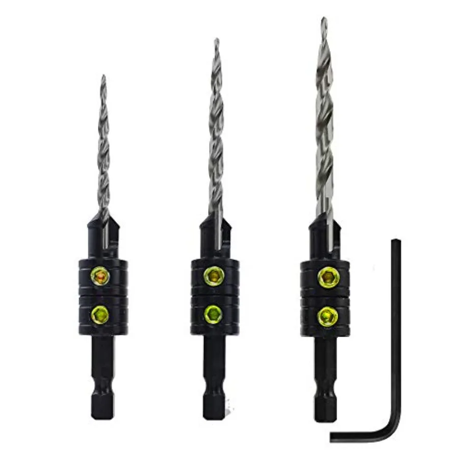 Snappy 3pc Tapered Drill Bit Countersink Set Made in USA Large Set Screws Quick
Snappy 3pc Tapered Drill Bit Countersink Set Made in USA Large Set Screws Quick