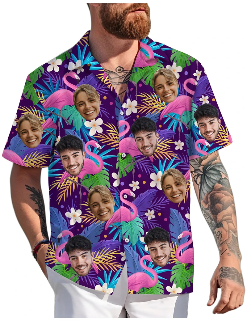 Custom Face Hawaiian Shirts Summer Fashion Short Sleeve Personalized 3D Printed Unisex Shirt Loose Breathable DIY Couple Blouses
Custom Face Hawaiian Shirts Summer Fashion Short Sleeve Personalized 3D Printed Unisex Shirt Loose Breathable DIY Couple Blouses