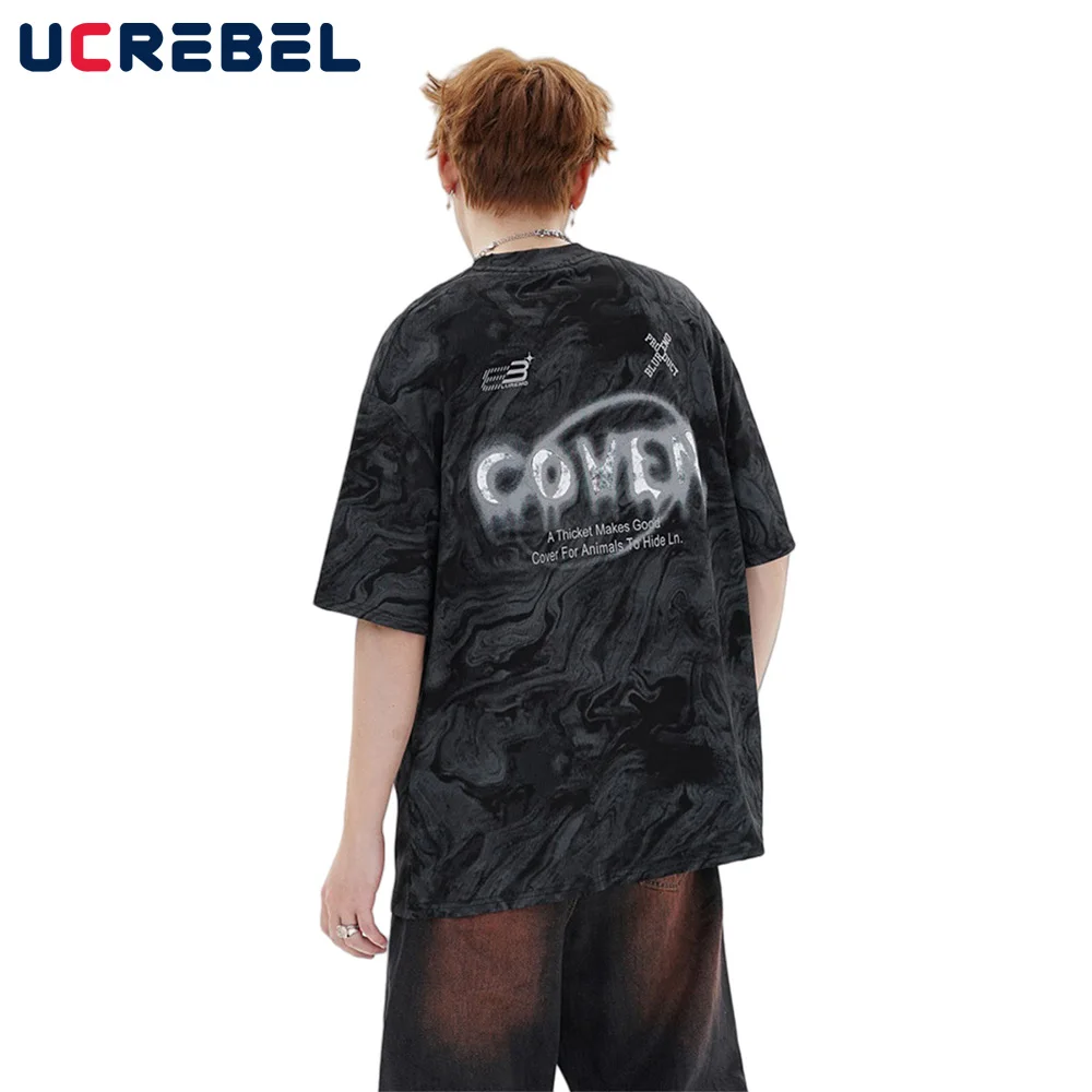 Spray Paint Print Short Sleeve T-shirt Mens Ink Painting Summer High Street Crew Neck Loose Cotton Tee Men
Spray Paint Print Short Sleeve T-shirt Mens Ink Painting Summer High Street Crew Neck Loose Cotton Tee Men
