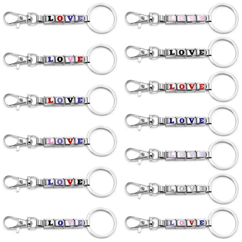 Stainless Steel Letter LOVE Italian Charm Links Key Chain 9mm Metal Simple Design Men Women Keychain DIY Making Jewelry Gifts
Stainless Steel Letter LOVE Italian Charm Links Key Chain 9mm Metal Simple Design Men Women Keychain DIY Making Jewelry Gifts