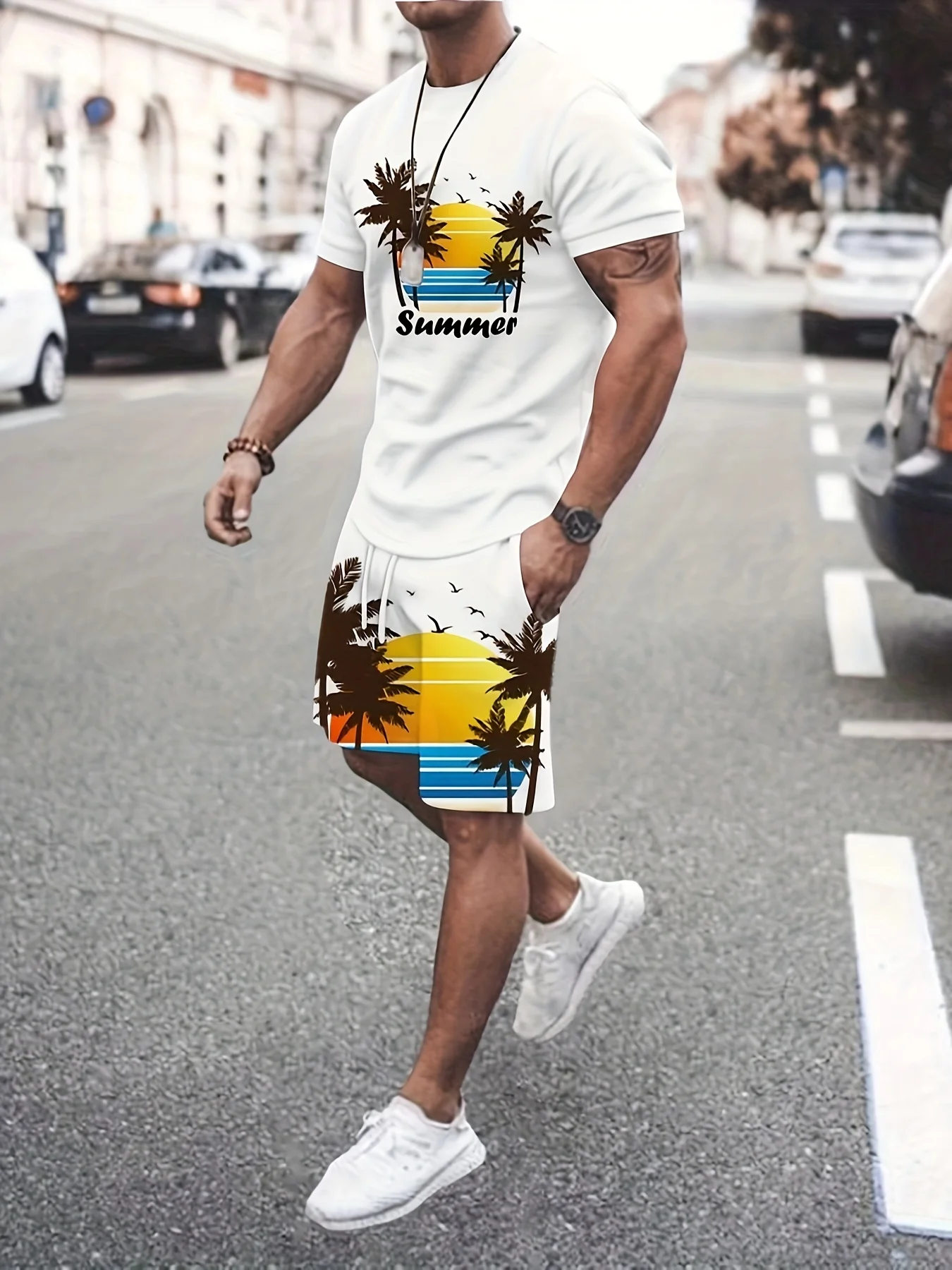 Men's Summer Outfit Hawaiian Breathable Comfortable Palm Print Beach Vacation Quick Dry Short Sleeve Shirt Shorts Two Piece Set
Men's Summer Outfit Hawaiian Breathable Comfortable Palm Print Beach Vacation Quick Dry Short Sleeve Shirt Shorts Two Piece Set