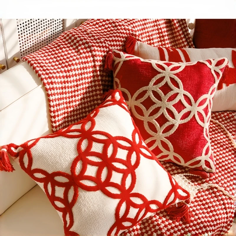 New House Red Pillows for Sofa Decoration Nordic Style Decorative Pillow Case Cover Tassels Throw Pillows with Geometric Lines
New House Red Pillows for Sofa Decoration Nordic Style Decorative Pillow Case Cover Tassels Throw Pillows with Geometric Lines