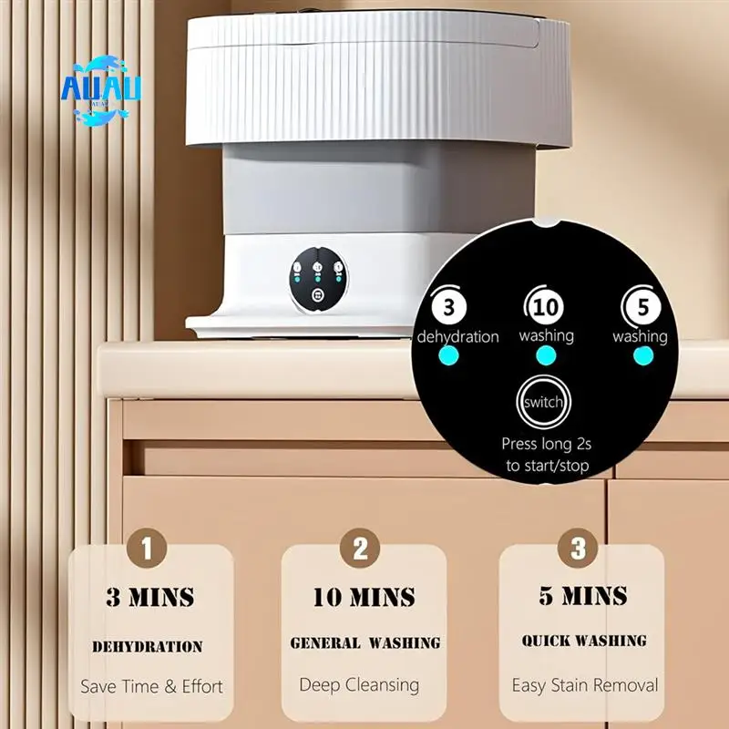 AUAU-Portable Travel Washing Machine, 10L Mini Washer Machine, Foldable Underwear Washing Machine With Spin Dryer
AUAU-Portable Travel Washing Machine, 10L Mini Washer Machine, Foldable Underwear Washing Machine With Spin Dryer