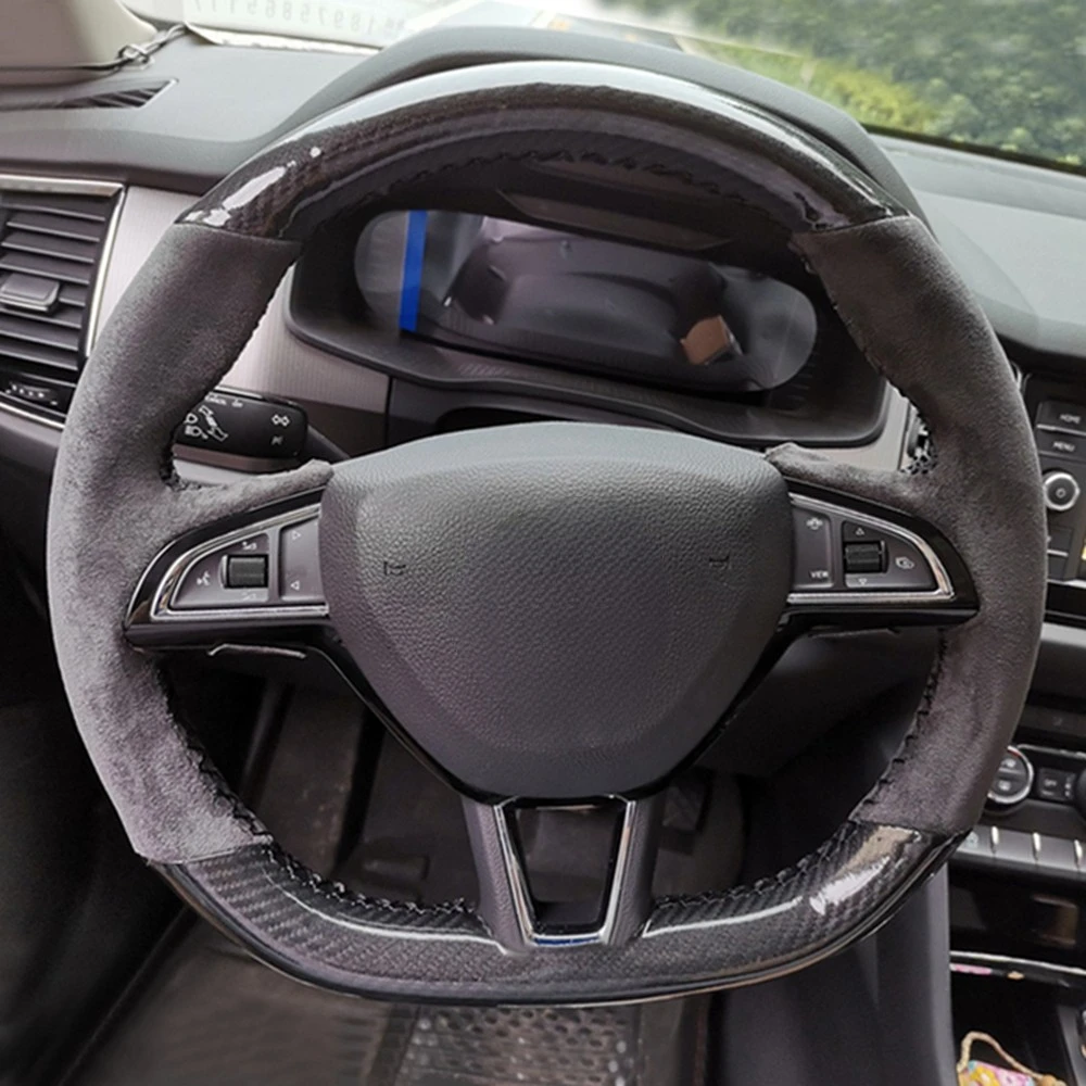 Чехол рулевого колеса автомобиля черная замша из углеродного волокна для Skoda Octavia RS Citigo Fabia Scala Karoq Kodiaq Citijet Superb 2015-2019
Чехол рулевого колеса автомобиля черная замша из углеродного волокна для Skoda Octavia RS Citigo Fabia Scala Karoq Kodiaq Citijet Superb 2015-2019