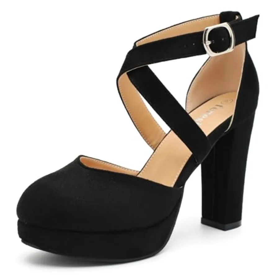fereshte Women's Platform Pumps, Crisscross Ankle Strap, Chunky Block Heel, Closed Toe, 3.4 Inch High Heeled Dress Shoes
fereshte Women's Platform Pumps, Crisscross Ankle Strap, Chunky Block Heel, Closed Toe, 3.4 Inch High Heeled Dress Shoes