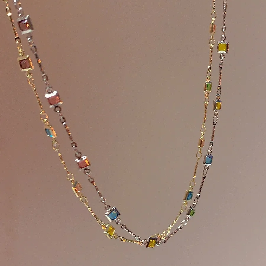 2026 New Square Colorful Zircon Thin Clavicle Necklace for Women, Luxury Minimalist High-end Choker, Y2K Friendship Jewelry Gift
2026 New Square Colorful Zircon Thin Clavicle Necklace for Women, Luxury Minimalist High-end Choker, Y2K Friendship Jewelry Gift