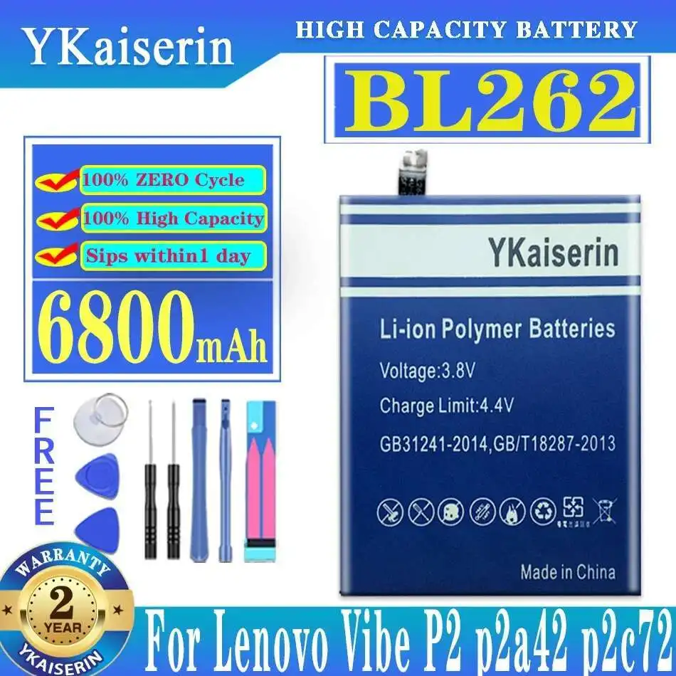Mobile Phone Battery 6800Mah For Lenovo Vibe P2 P2a42 P2c72 BL262 High Capacity Compatibility
Mobile Phone Battery 6800Mah For Lenovo Vibe P2 P2a42 P2c72 BL262 High Capacity Compatibility