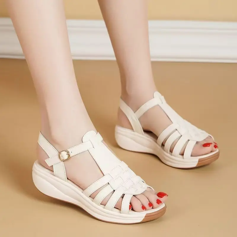 Women Real Leather One Word Wedges Sandals Summer New Thick Sole Non Slip Hollow Out Lightweight Outdoor Casual Bach Sandals
Women Real Leather One Word Wedges Sandals Summer New Thick Sole Non Slip Hollow Out Lightweight Outdoor Casual Bach Sandals