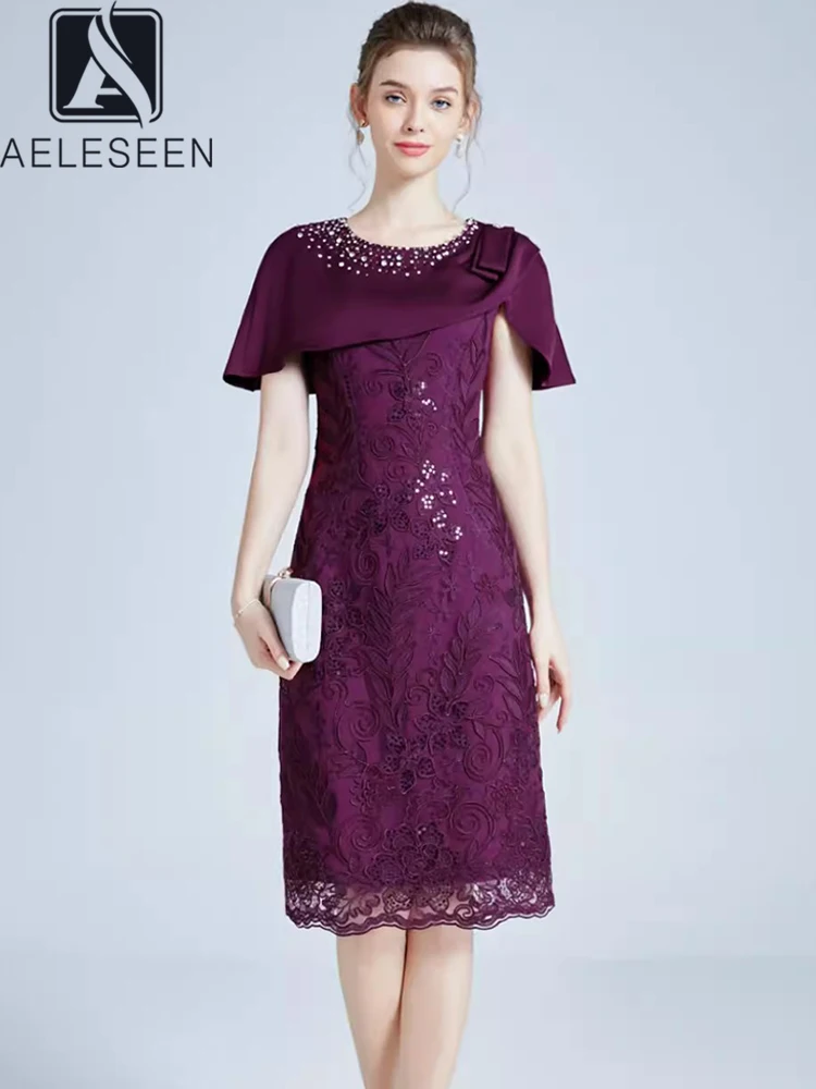 AELESEEN Designer Fashion Summer Dress For Women Cloack Luxury Beading Diamonds Flower Embroidery Slim Elegant Knee-Length
AELESEEN Designer Fashion Summer Dress For Women Cloack Luxury Beading Diamonds Flower Embroidery Slim Elegant Knee-Length