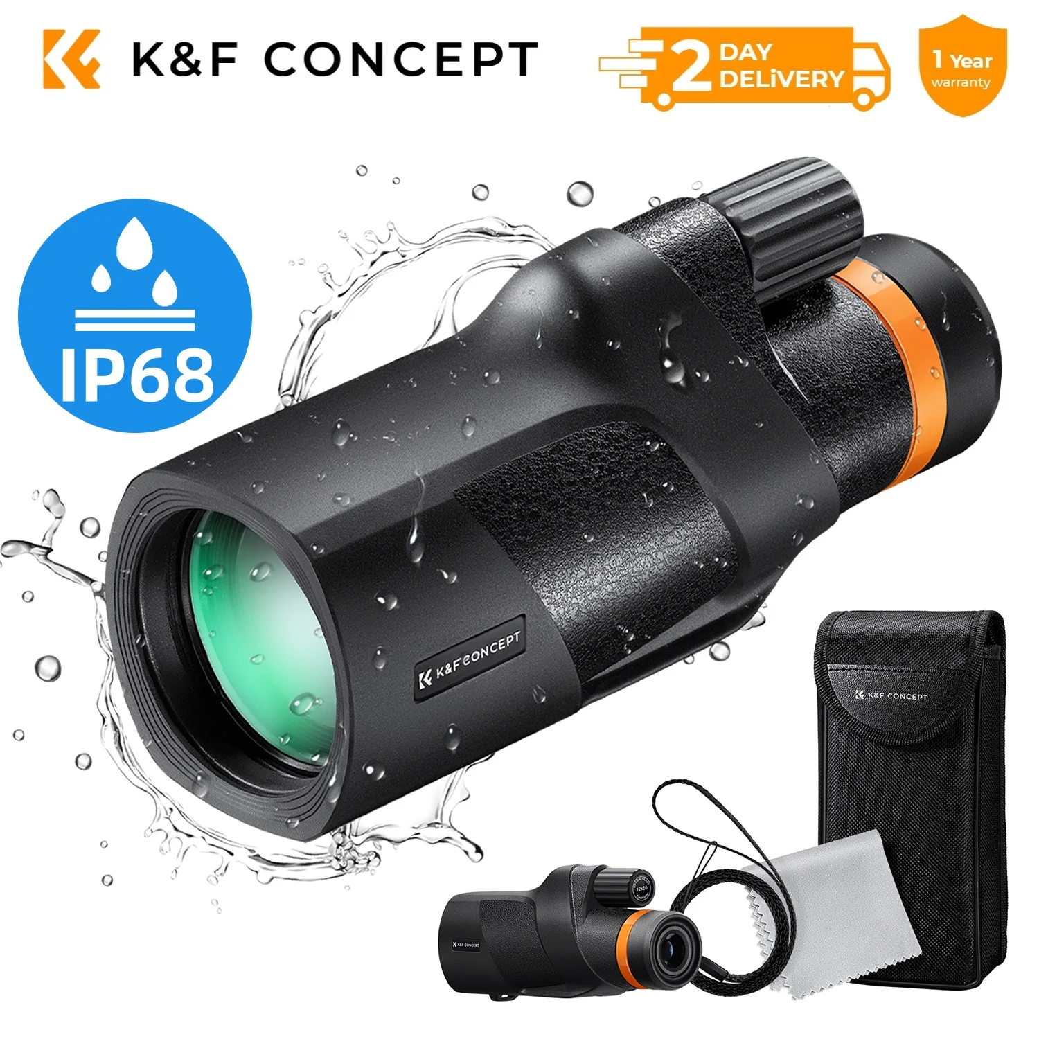 K&F Concept 12X50 Monocular Telescope IP68 Waterproof Dust-Proof Outdoor HD BAK-4 Monocular for Birdwatching Hunting Traveling
K&F Concept 12X50 Monocular Telescope IP68 Waterproof Dust-Proof Outdoor HD BAK-4 Monocular for Birdwatching Hunting Traveling