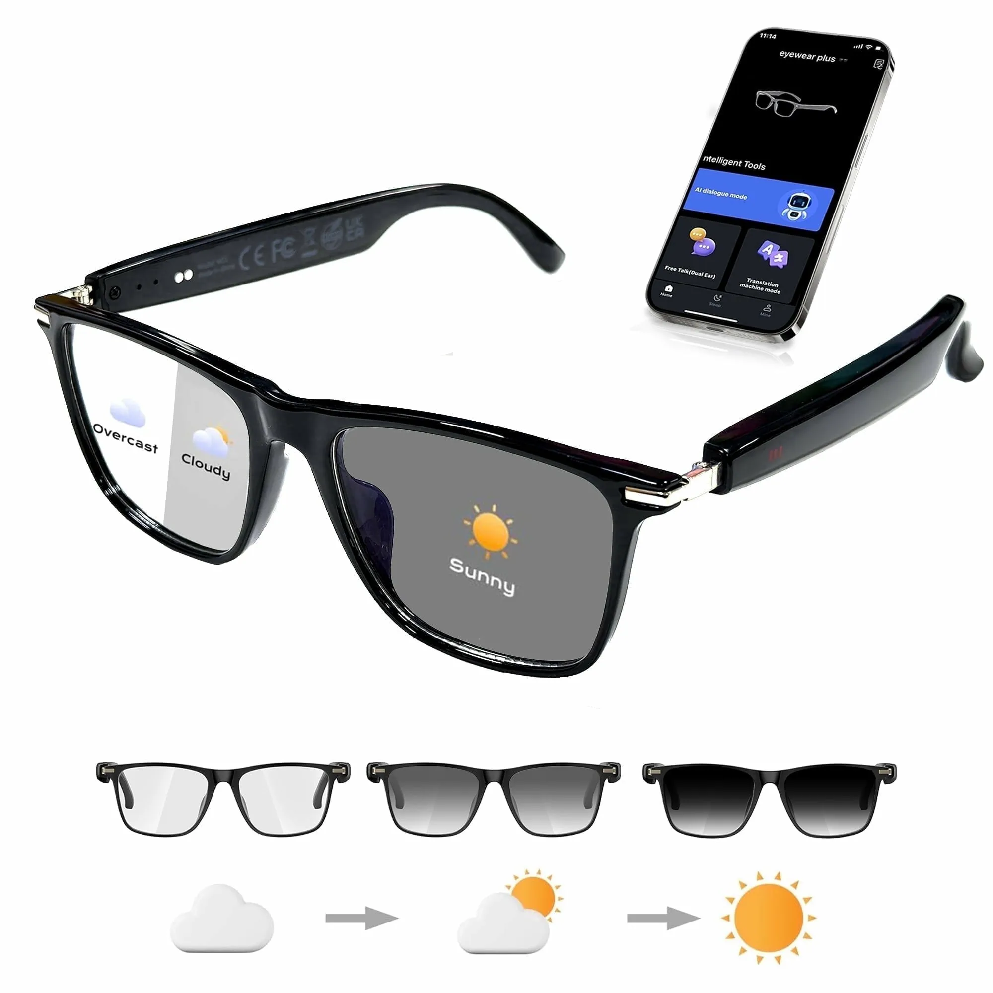 Smart Glasses Upgrade AI Translation Real-Time Assistant Open-Ear Audio Mic Bluetooth Sunglasses for Men Sports Travel Cycling
Smart Glasses Upgrade AI Translation Real-Time Assistant Open-Ear Audio Mic Bluetooth Sunglasses for Men Sports Travel Cycling