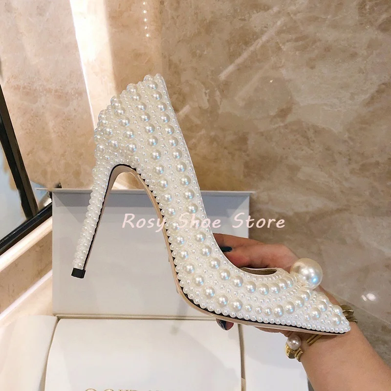 Luxury Handmade White Full Pearl Pumps Wrapped Pointed Toe Sexy Stilettos Wedding Bride Evening Dress High Heel
Luxury Handmade White Full Pearl Pumps Wrapped Pointed Toe Sexy Stilettos Wedding Bride Evening Dress High Heel