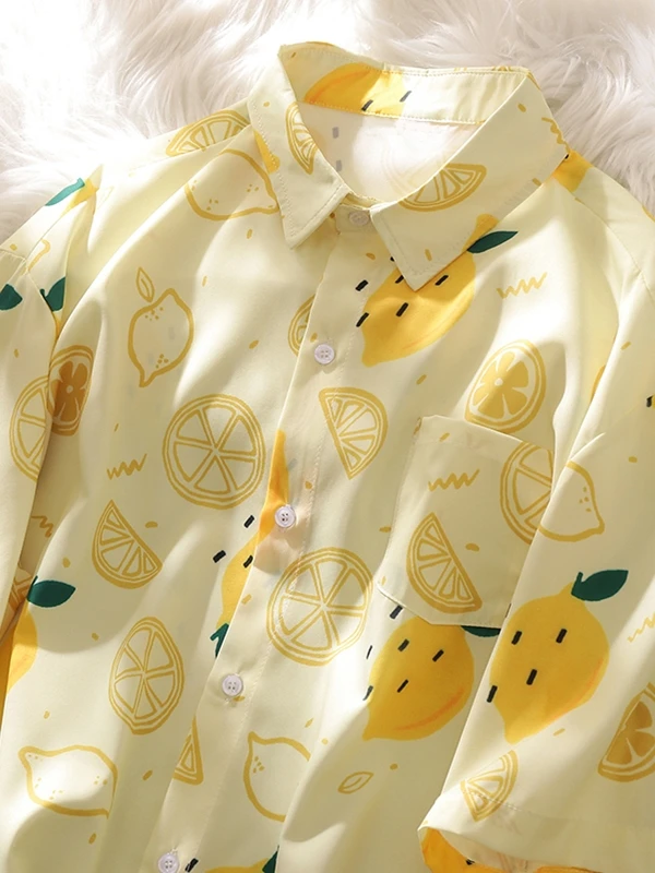 Oversize Summer Lemon Style Beach Short Sleeve Shirt Loose Large Size Hawaiian Wind Shirt Trendy Casual Collar Button up
Oversize Summer Lemon Style Beach Short Sleeve Shirt Loose Large Size Hawaiian Wind Shirt Trendy Casual Collar Button up