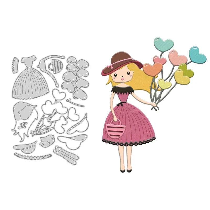 Lovely Girl And Heart Balloons Cutting Dies DIY Scrapbooking Supplies Metal Dies Knife Mold For Cards Albums Decor
Lovely Girl And Heart Balloons Cutting Dies DIY Scrapbooking Supplies Metal Dies Knife Mold For Cards Albums Decor