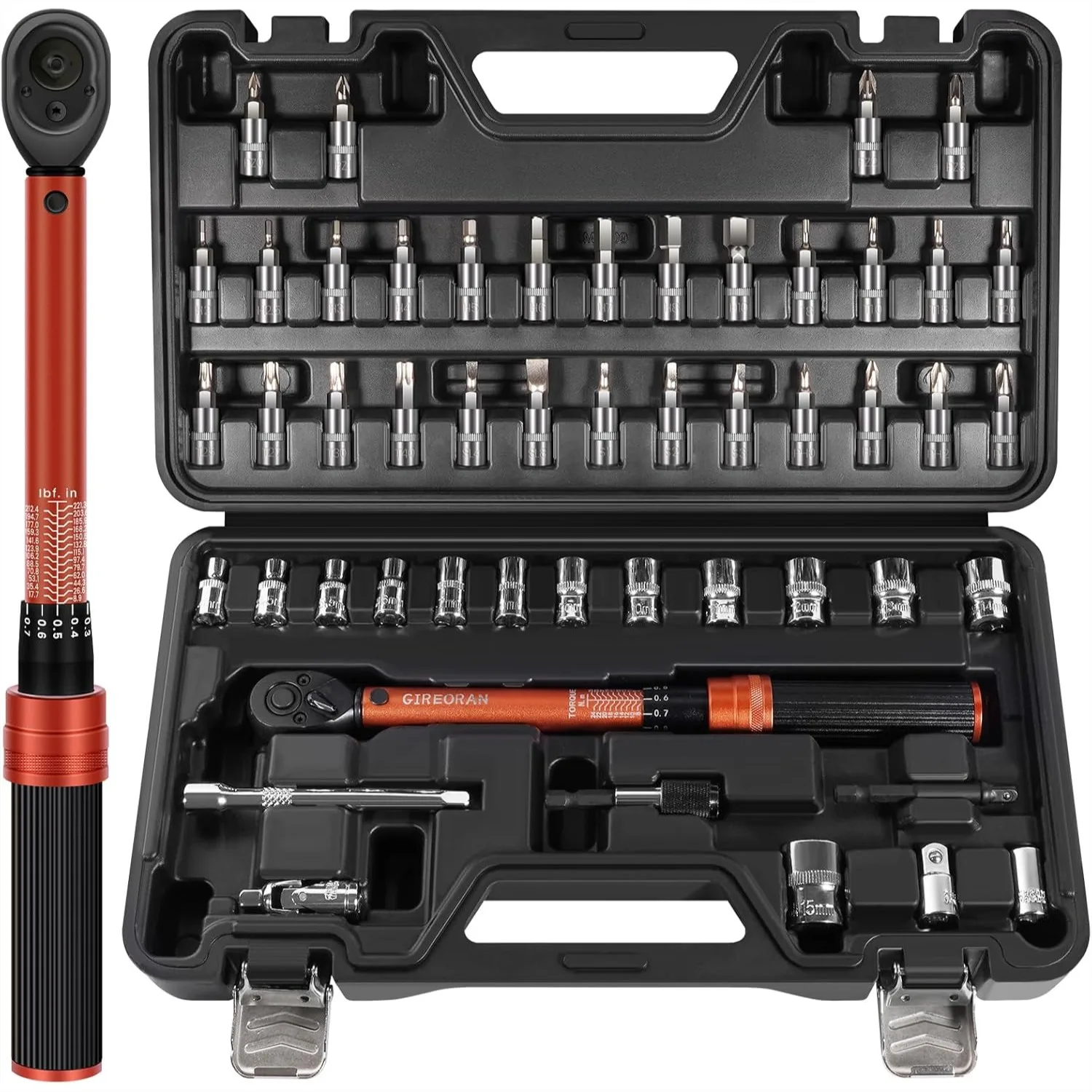50PCS Bike Torque Wrench Set, 1/4 Inch Click Type 1-25 Nm with Bit Sockets, Bike Tool Kit
50PCS Bike Torque Wrench Set, 1/4 Inch Click Type 1-25 Nm with Bit Sockets, Bike Tool Kit