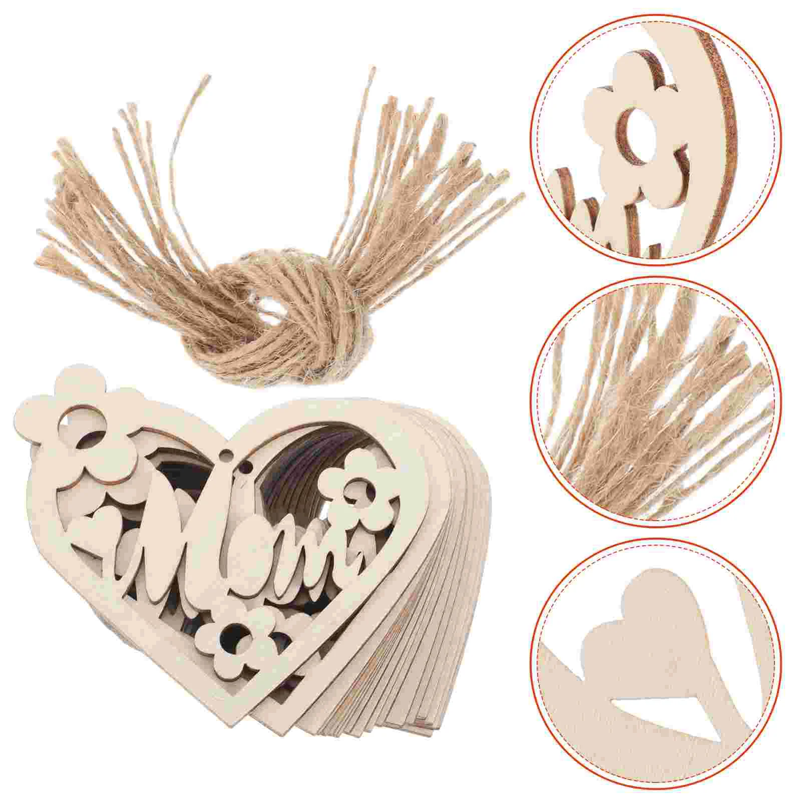 20 Set Mother's Day Wood Chips Valentine's Supplies Crafts Handmade DIY Hang Tag Party Decorations for Heart-shaped
20 Set Mother's Day Wood Chips Valentine's Supplies Crafts Handmade DIY Hang Tag Party Decorations for Heart-shaped