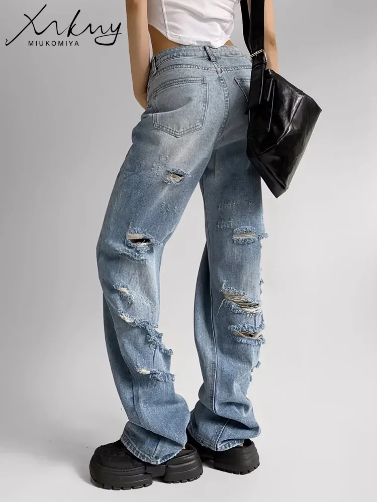 MiKoMiYa Summer Ripped Jeans For Woman High Waist Streetwear Straight Women's Denim Pants Ripped White Wide Leg Jean Trousers
MiKoMiYa Summer Ripped Jeans For Woman High Waist Streetwear Straight Women's Denim Pants Ripped White Wide Leg Jean Trousers