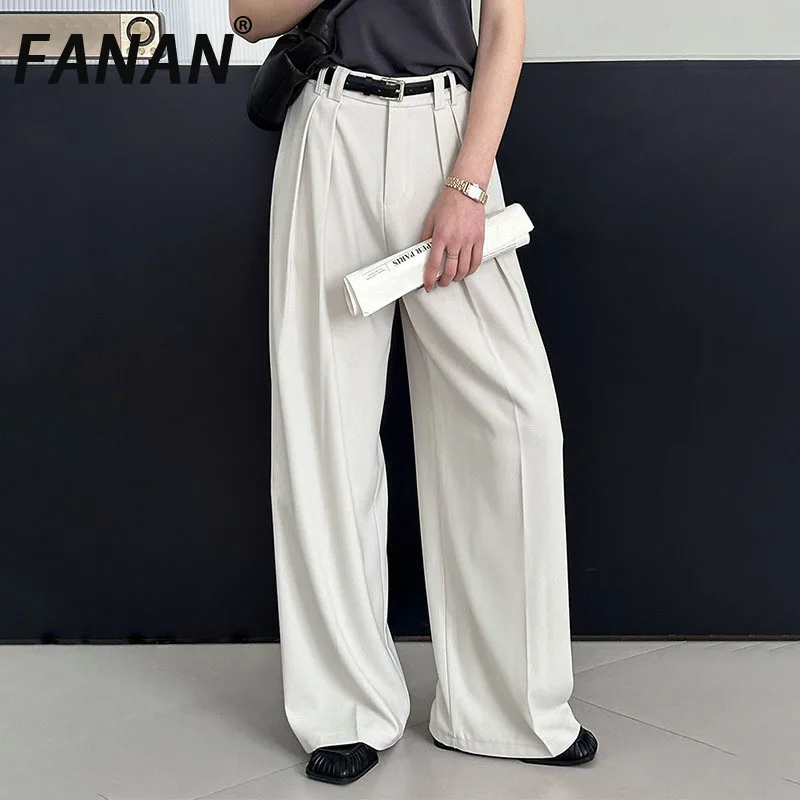 FANAN Minimalism High Waist Pants Women's Solid Pleated Straight Wide Leg Trousers Female Clothes Fashion 2025 Spring New
FANAN Minimalism High Waist Pants Women's Solid Pleated Straight Wide Leg Trousers Female Clothes Fashion 2025 Spring New